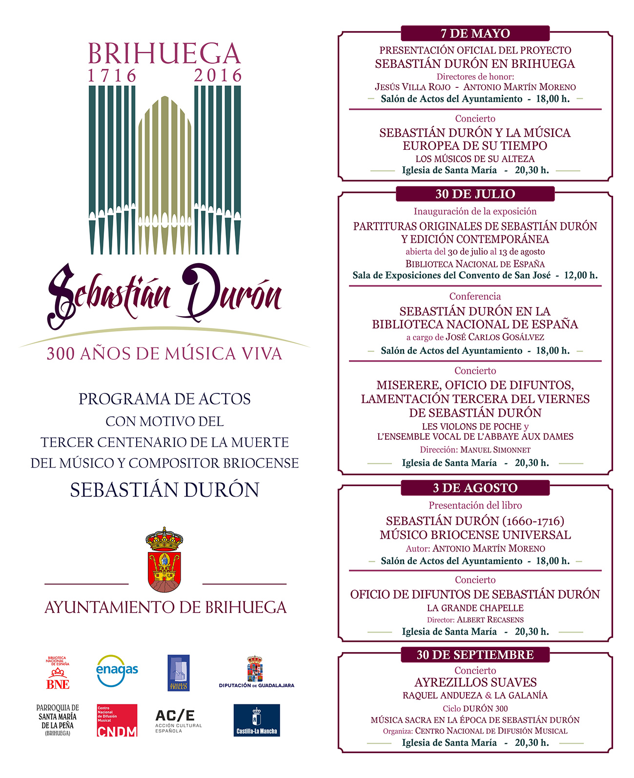 PROGRAMA DE ACTOS SEBASTIAN DURON 2016